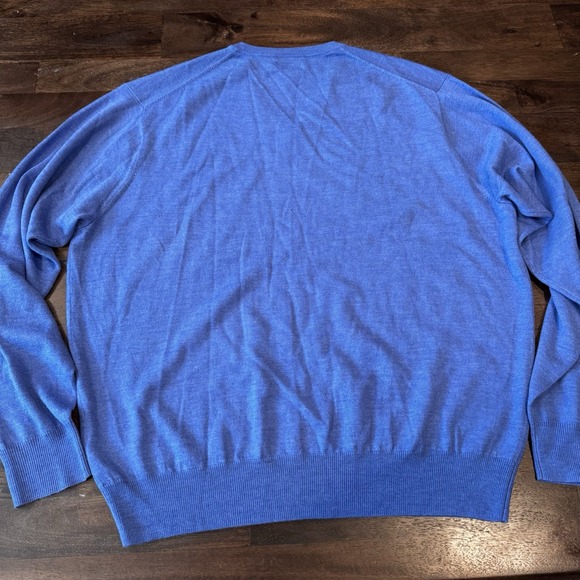 Peter Millar Men's Blue 100% Merino Wool Pullover Long Sleeve Sweater 2XL *Flaws - Picture 2 of 11